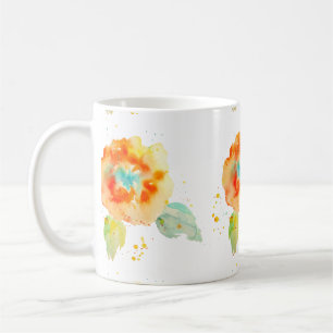Peach Watercolor Poppies Tasse