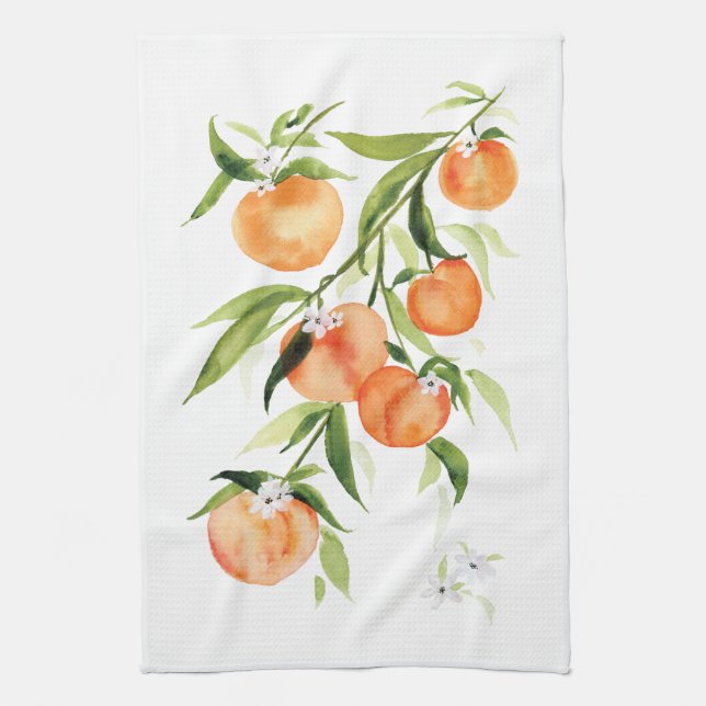 Peach watercolor Sommerfrucht Küchentuch (Vertikal)