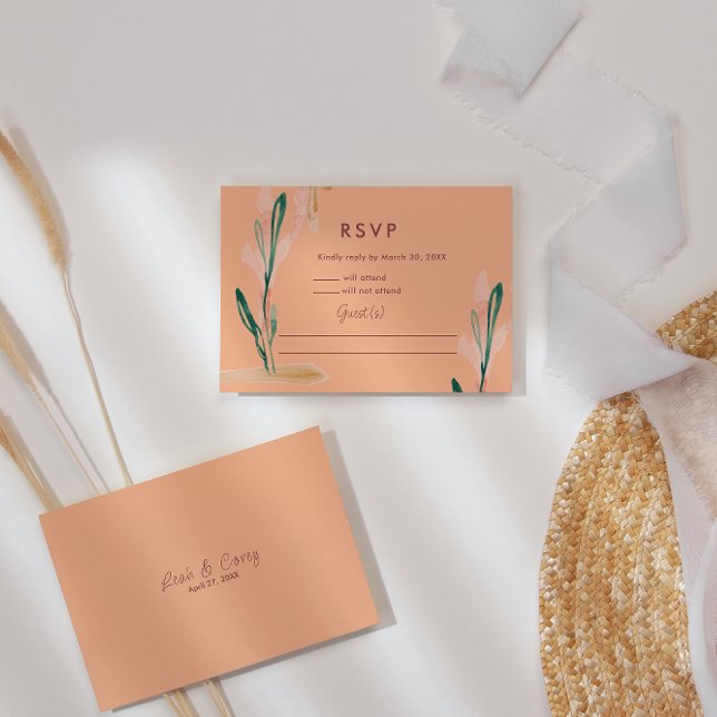 Peach Watercolor Wedding RSVP Card (Von Creator hochgeladen)