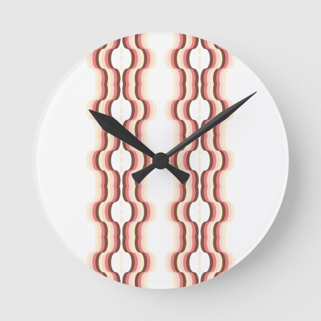 Peach Wave Symmetry Runde Wanduhr (Vorderseite)