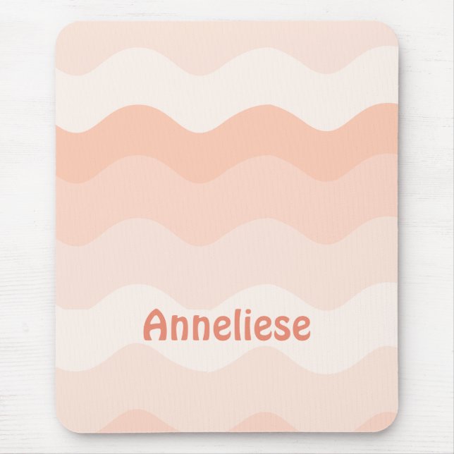 Peach Wavy Personalisiert Mousepad (Vorne)
