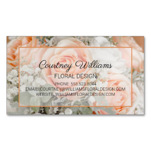 Peach Wedding Bouquet Blumendesign Magnetische Visitenkarte