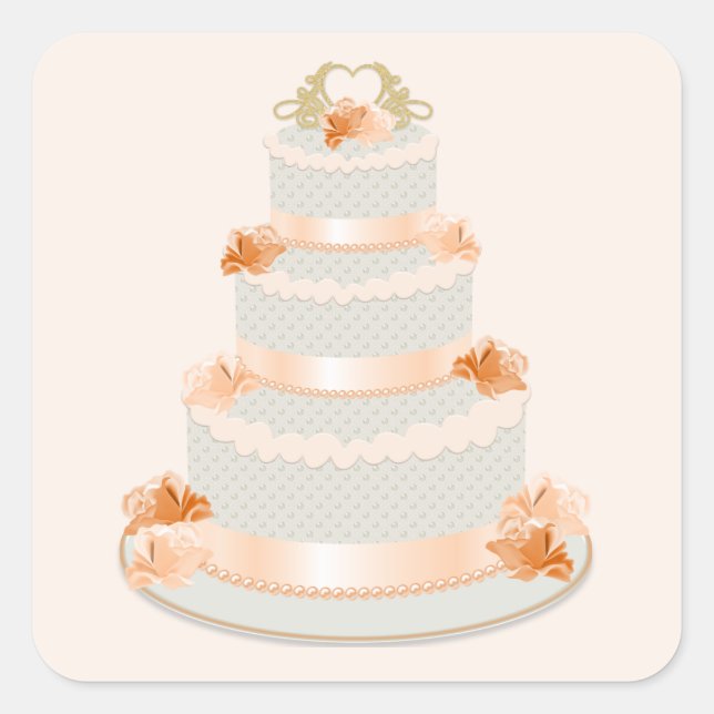 Peach Wedding Cake Sticker (Vorderseite)