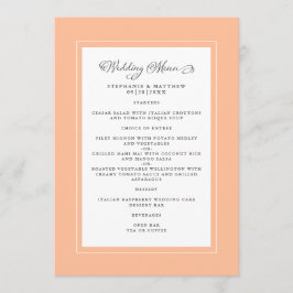Peach Wedding Calligraphy Elegante Gastessen Menükarte