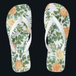 Peach Wedding Classic Floral Rose Flip Flops<br><div class="desc">Schönes klassisches pfirsichfarbenes Blumendesign mit Pony und Rose. Ein herrlicher Blick auf eine elegante Frühlings- oder Sommergarten-Hochzeit.</div>