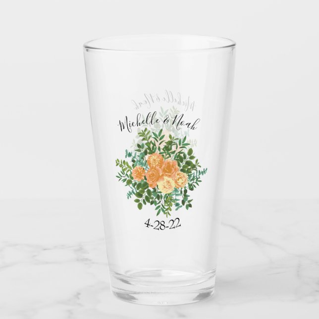 Peach Wedding Classic Floral Rose Glas (Vorderseite)