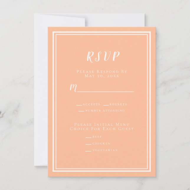 Peach Wedding Modern UAWG Menu Response Umschließu (Vorderseite)