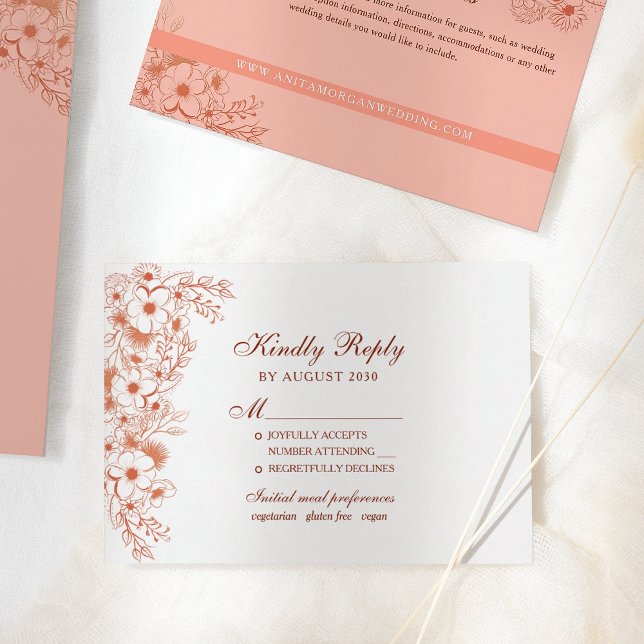 Peach Wedding RSVP Karte (Von Creator hochgeladen)