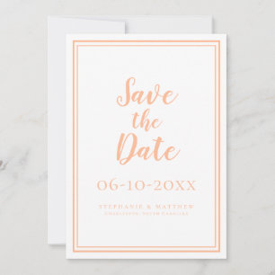 Peach Wedding Save the Date Minimal Ankündigungen