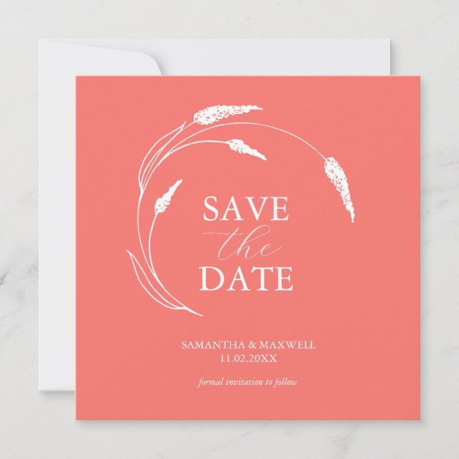 Peach Wedding Save the Date Vorlagen (Vorderseite)