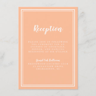 Peach Wedding Simple Modern Empfang Traditionell Begleitkarte