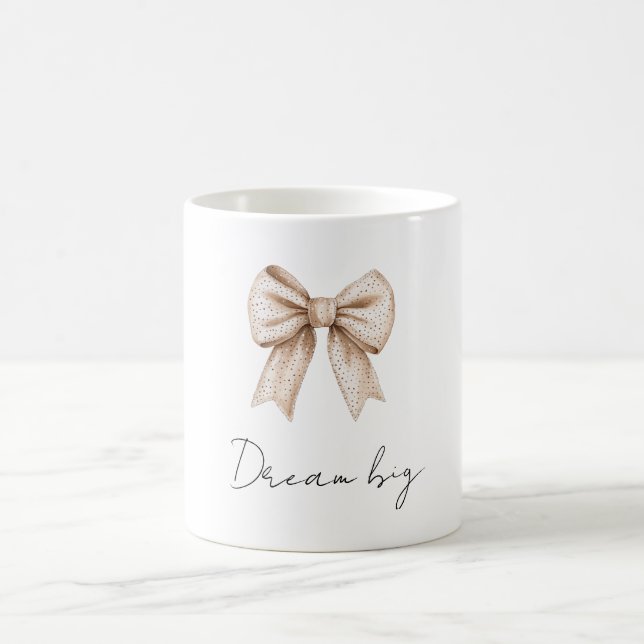 Peach White Bow Kaffeetasse (Mittel)