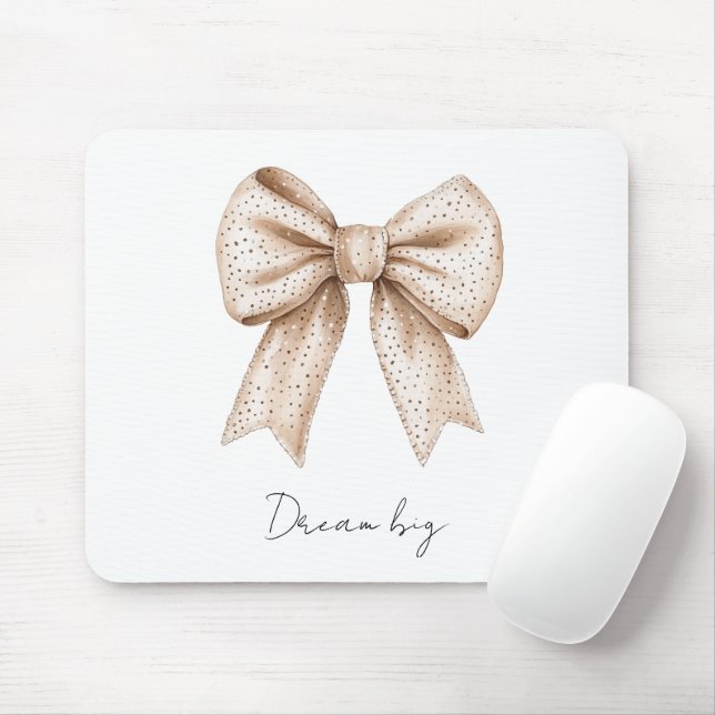 Peach White Bow Mousepad (Mit Mouse)