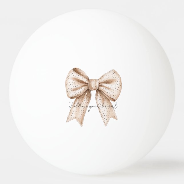 Peach White Bow Tischtennisball (Vorderseite)