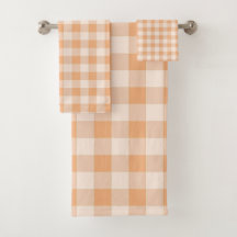 Peach White Checkered Gingham Pattern