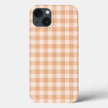 Peach White Checkered Gingham Pattern