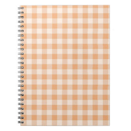 Peach White Checkered Gingham Pattern Notizblock