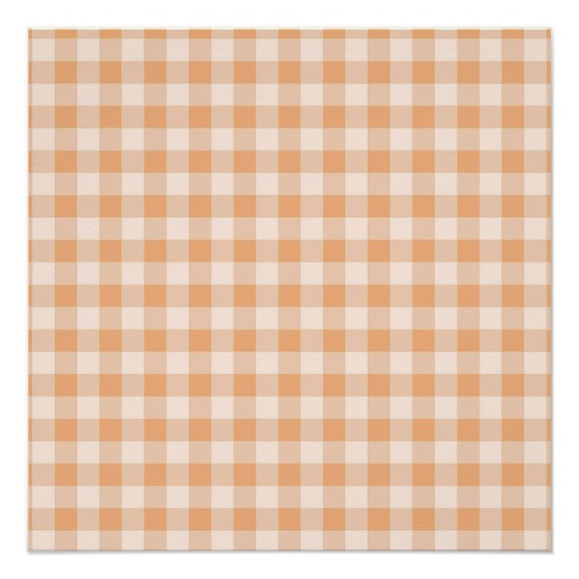 Peach White Checkered Gingham Pattern Poster (Vorderseite)
