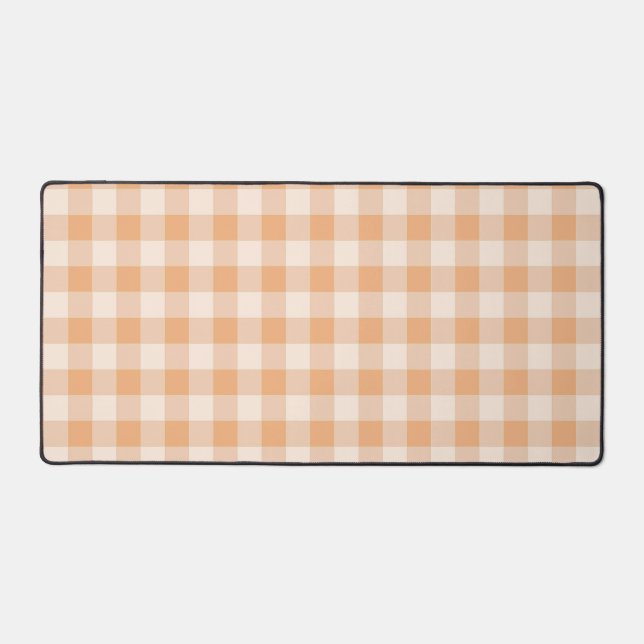Peach White Checkered Gingham Pattern Schreibtischunterlage (Vorderseite)
