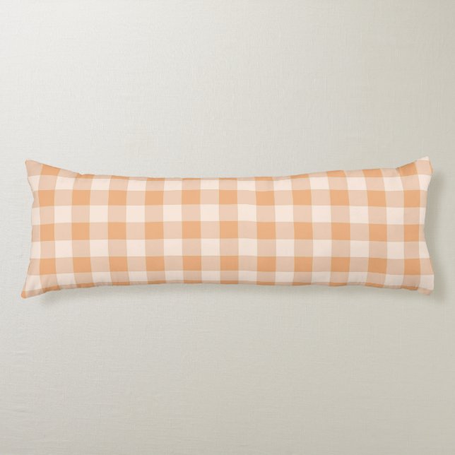 Peach White Checkered Gingham Pattern Seitenschläferkissen (Vorderseite)