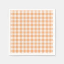 Peach White Checkered Gingham Pattern