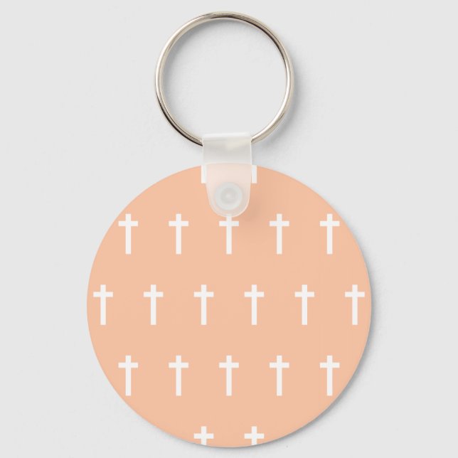 Peach White Crosses Schlüsselanhänger (Vorderseite)