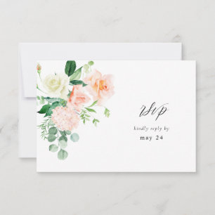 Peach & White Floral w Meal UAWG V3 2 RSVP Karte