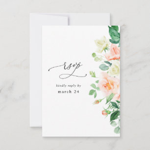 Peach & White Floral w UAWG RSVP Karte