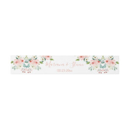 Peach White Floral Wedding Einladungsbanderole