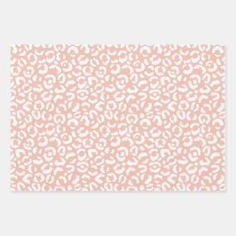 Peach White Leopard Print Geschenkpapier Set