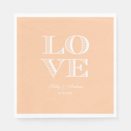 Peach, White LIEBE Napkins Serviette