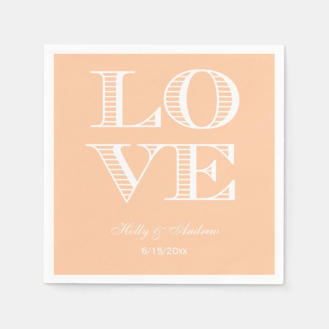 Peach, White LIEBE Napkins Serviette (Vorderseite)