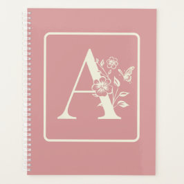Peach White Monogram Initials Name minimalist 2024 Planer