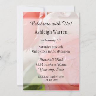 Peach White Rose Floral 50. Geburtstag Einladung