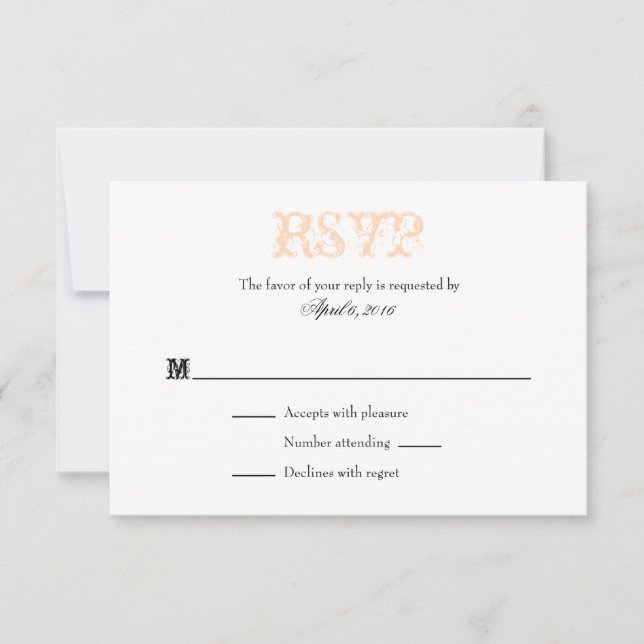 Peach White Schlicht Simple Wedding RSVP Cards (Vorderseite)