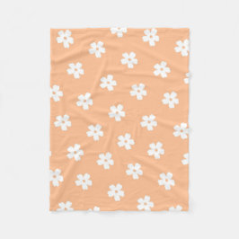Peach White Tropical Floral Botanischer Frühling S Fleecedecke