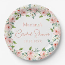 Peach White Watercolor Floral Brautparty
