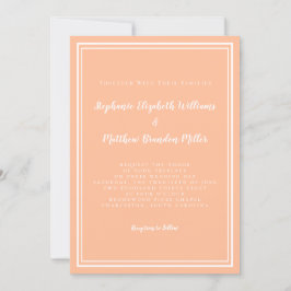 Peach White Wedding Einfaches Minimalistisches Mod Einladung