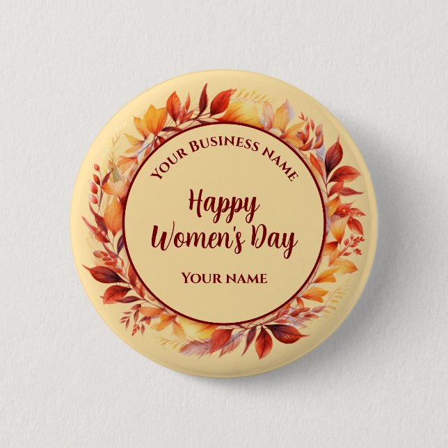 Peach Wild floral Custom Firmenname Women's Day Button (Vorderseite)