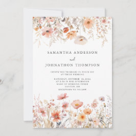 Peach Wildblume Blumenzwiebeleinladung Einladung