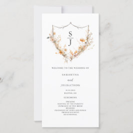 Peach Wildblume Floral Wedding Program