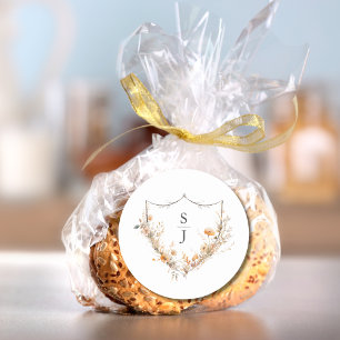 Peach-Wildblume-Hochzeit Runder Aufkleber