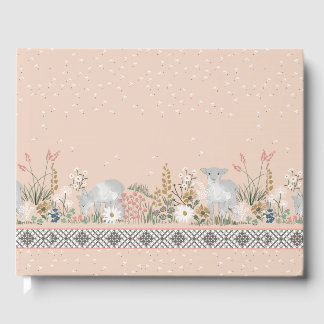 Peach Woodland Lamb Guestbook Gästebuch