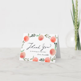 Peach Wreath Watercolor Babydusche Dankeskarte