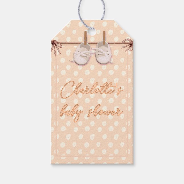 Peach-y Baby Schuhe Geschenkanhänger (Vorderseite)