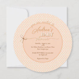 Peach-y Shoe String Baby Shower Einladung