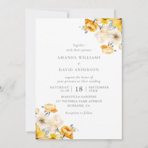 Peach Yellow Cream Floral Wedding Einladung