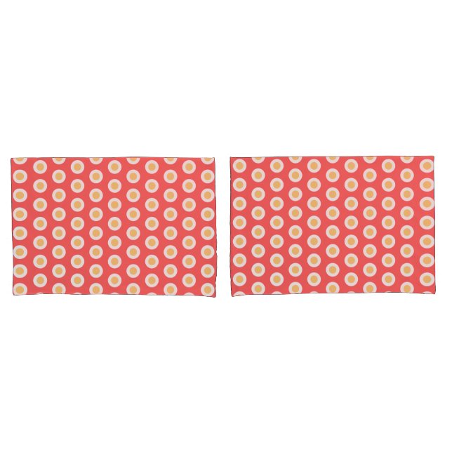 Peach Yellow Geometric White Polka Dots Kissenbezug (Vorderseite-Set)