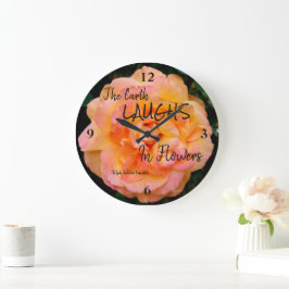 Peach Yellow Pink Blend Rose Blume Foto Große Wanduhr