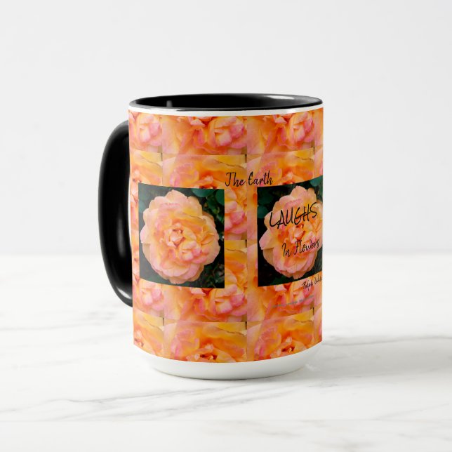 Peach Yellow Pink Blend Rose Blume Foto Tasse (Vorderseite Links)